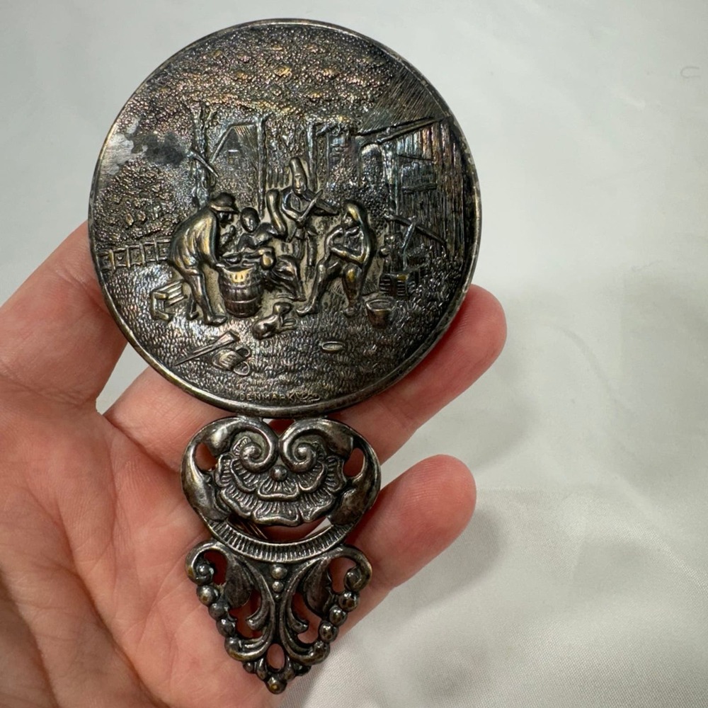 VTG Hans Jensen silver plate hand held mirror